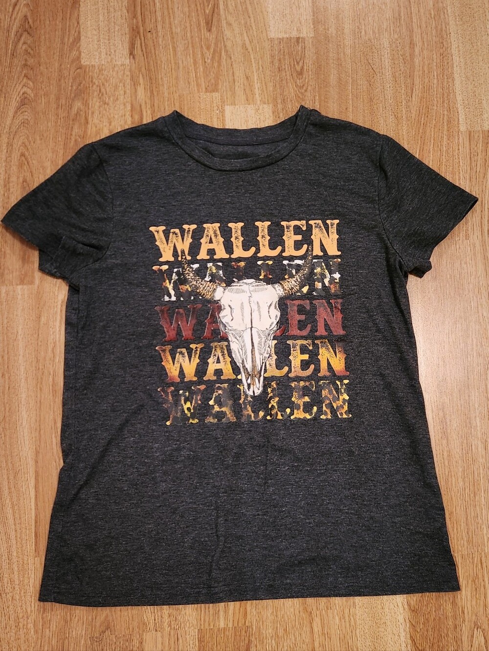 Wallen Cotton Graphic Short Sleeve Tee Gray Small